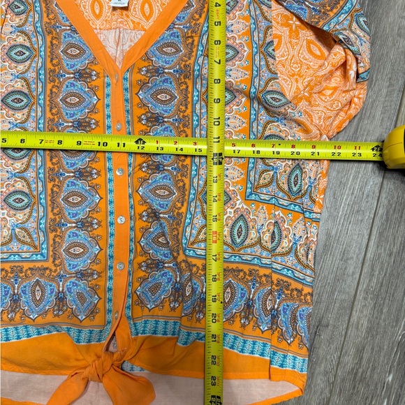 Ruby Rd. Orange and Blue Paisley Blouse - Picture 4 of 6